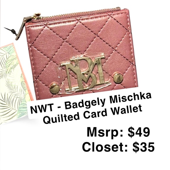 Badgley Mischka Handbags - NWT - Badgely Mischka Vegan Leather Card Wallet in Plum